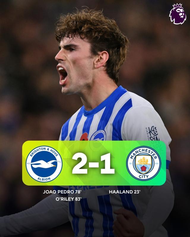 乐鱼体育-【英超】曼城客场1比2遭布莱顿逆转吞下四连败